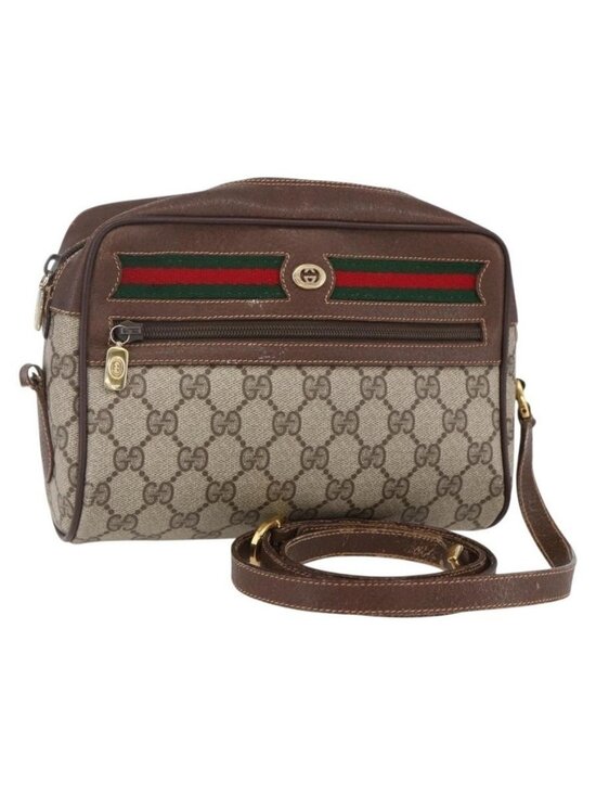 GUCCI Handbags - Authentic GUCCI GG Supreme Web Sherry Line Bag PVC Beige Gold 56 02 087